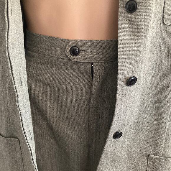 Albert Nipon Pant Suit 2 Piece Womens 16 Wool Blend Gray 5 Button - Picture 15 of 16